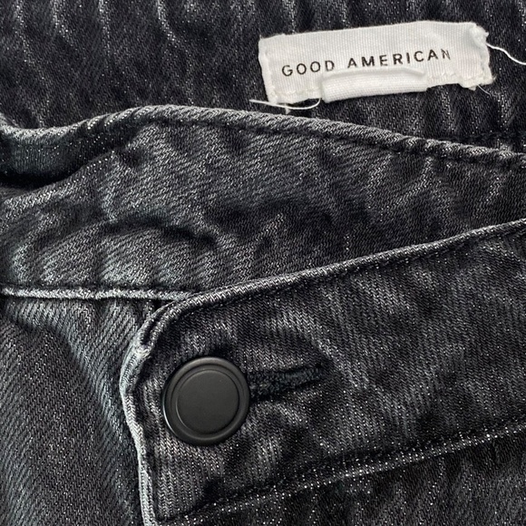 GOOD AMERICAN Good '90s Jean Shorts High Waist Criss-Cross in Faded Black 8/29 - Picture 3 of 7